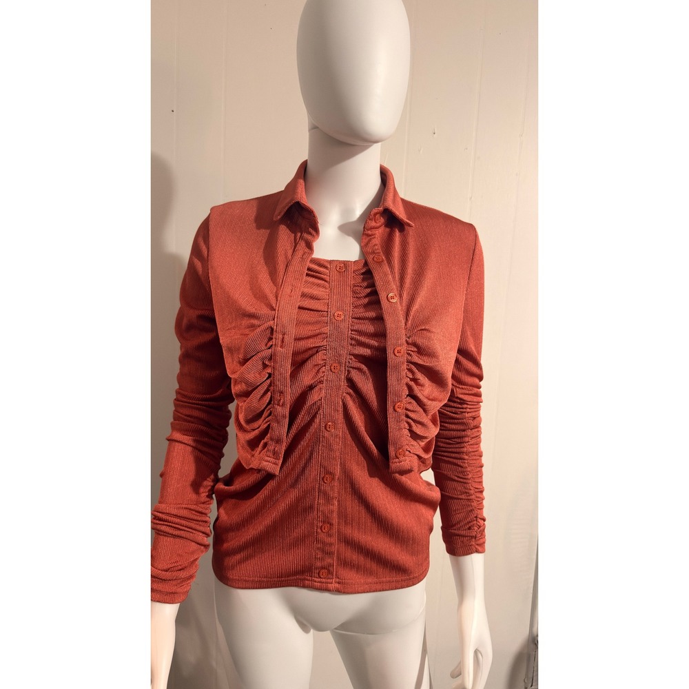 Club L London Rust Bunched Halter Top Y2K Club Size US 6 with‎ Cropped Jacket